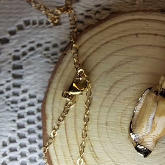 Artisan Gold Plated Conch Shell w/ 14k Goldfilled Necklace - Picture 4 of 8